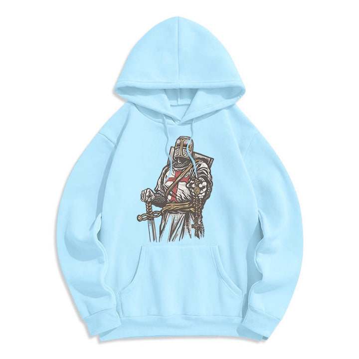 Christianartworkshop Moderner Stil Crusader's Valor and Faith Polyester-Kapuzenpullover mit Fleecefutter - Blau - 2XL - image 14