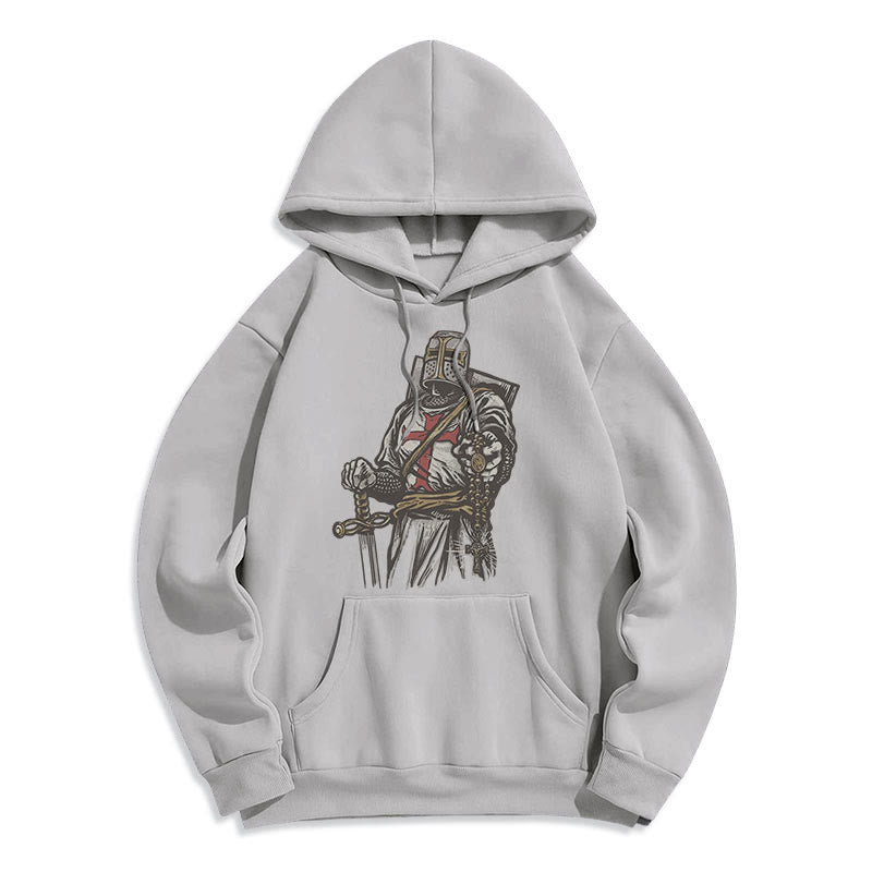 Christianartworkshop Moderner Stil Crusader's Valor and Faith Polyester-Kapuzenpullover mit Fleecefutter - Grau - 2XL - image 16