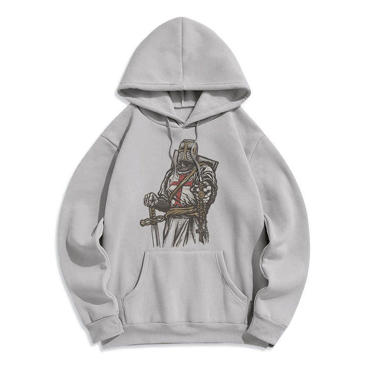 Christianartworkshop Moderner Stil Crusader's Valor and Faith Polyester-Kapuzenpullover mit Fleecefutter - Grau - 2XL - image 16
