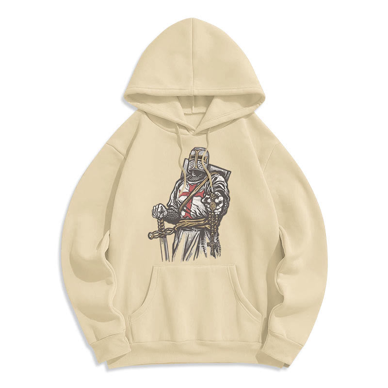 Christianartworkshop Moderner Stil Crusader's Valor and Faith Polyester-Kapuzenpullover mit Fleecefutter - Beige - 2XL - image 8