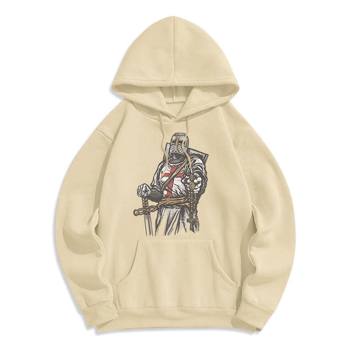 Christianartworkshop Moderner Stil Crusader's Valor and Faith Polyester-Kapuzenpullover mit Fleecefutter - Beige - 2XL - image 8
