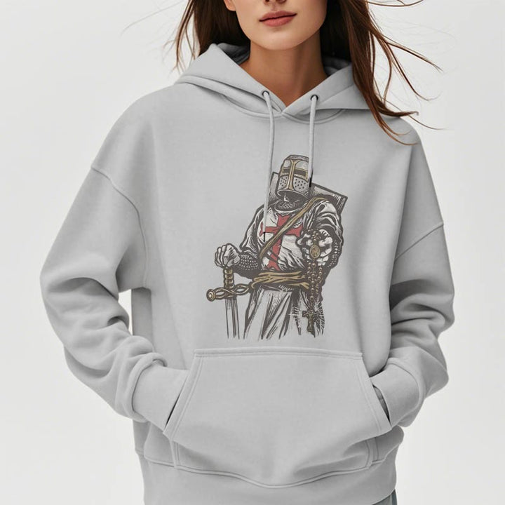 Christianartworkshop Moderner Stil Crusader's Valor and Faith Polyester-Kapuzenpullover mit Fleecefutter