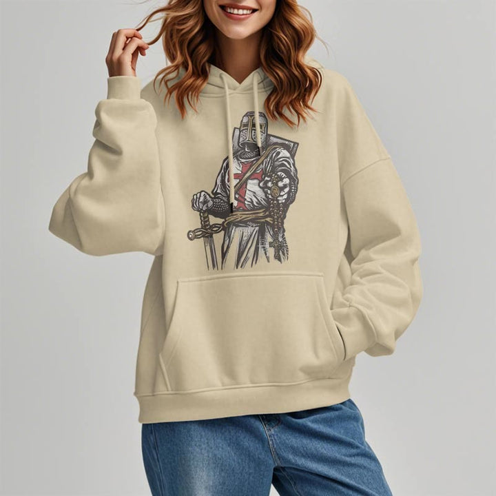 Christianartworkshop Moderner Stil Crusader's Valor and Faith Polyester-Kapuzenpullover mit Fleecefutter