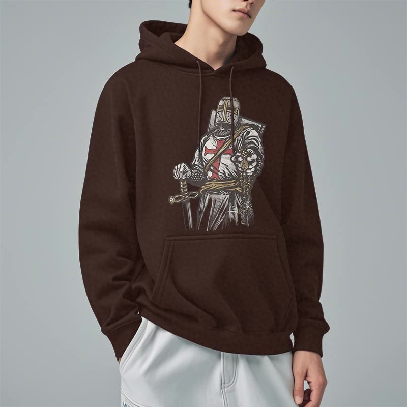 Christianartworkshop Moderner Stil Crusader's Valor and Faith Polyester-Kapuzenpullover mit Fleecefutter