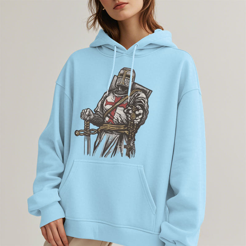 Christianartworkshop Moderner Stil Crusader's Valor and Faith Polyester-Kapuzenpullover mit Fleecefutter