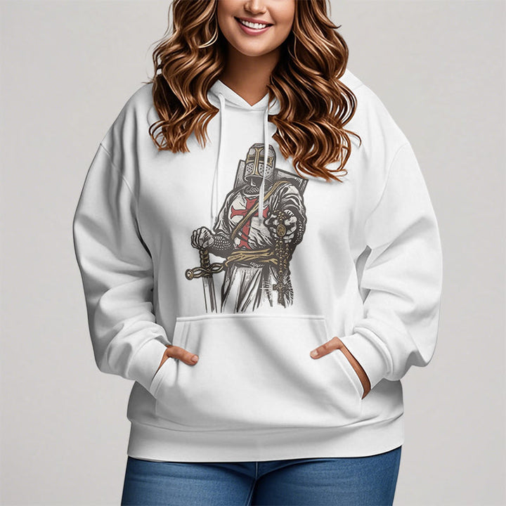 Christianartworkshop Moderner Stil Crusader's Valor and Faith Polyester-Kapuzenpullover mit Fleecefutter