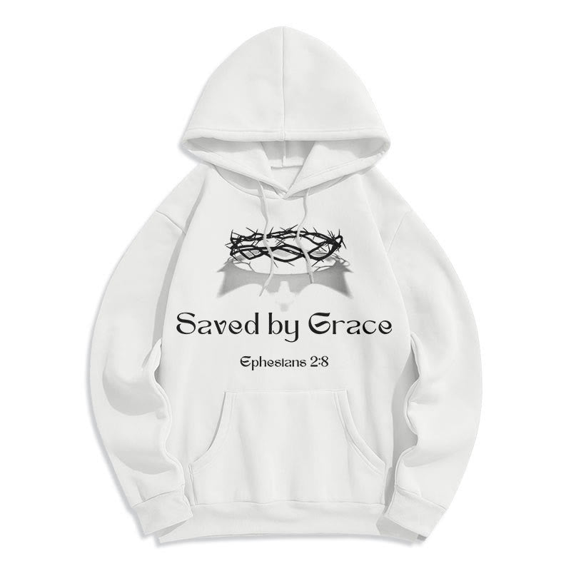Christianartworkshop Zitat-Stil Saved By Grace Crown Fleece-gefütterter Polyester-Kapuzenpullover