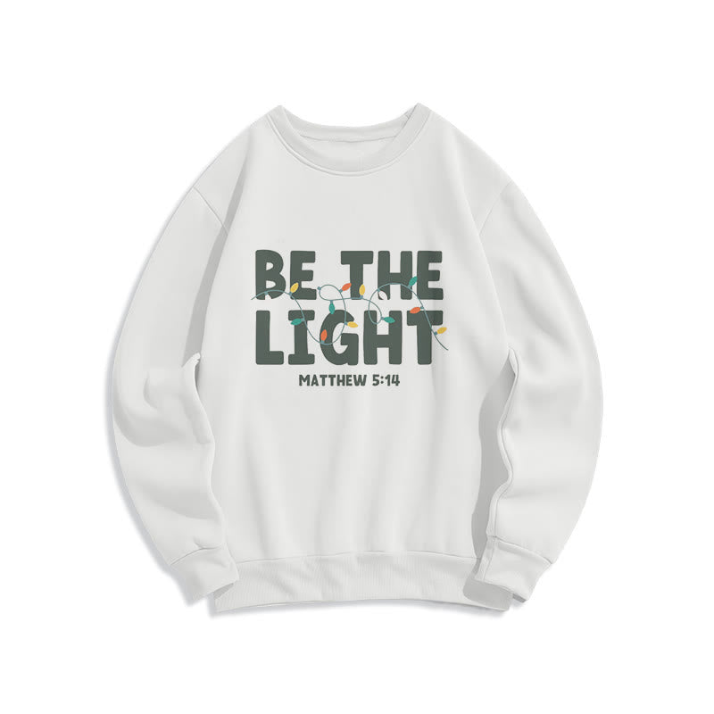 Christianartworkshop Zitat-Stil Be The Light Fleecegefüttertes Polyester-Sweatshirt - Weiß - 2XL - image 0
