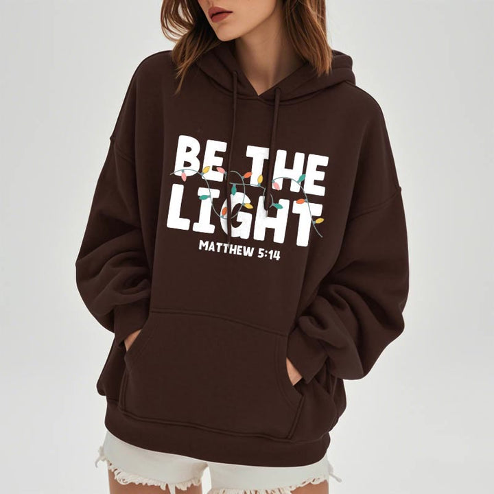 Christianartworkshop – Kapuzenpullover aus Polyester mit Fleecefutter im Zitat-Stil „Be The Light“