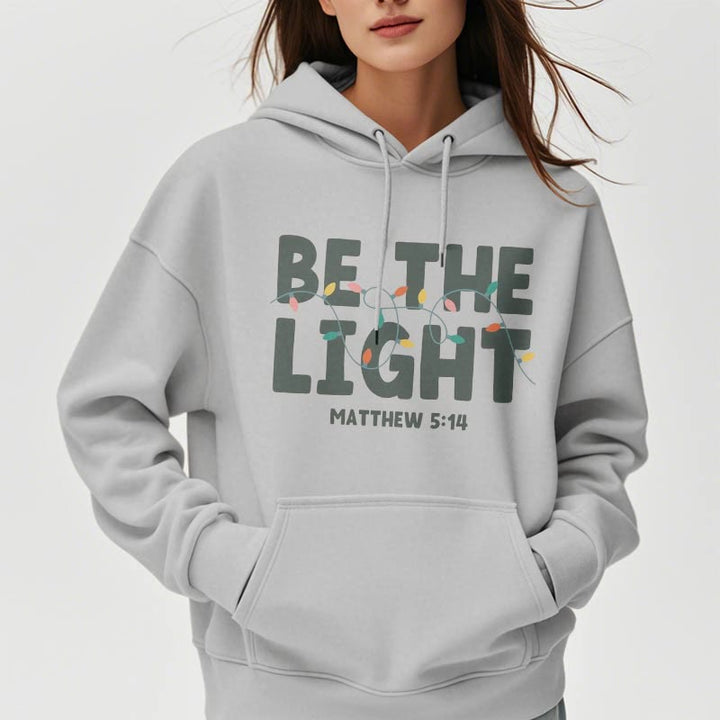 Christianartworkshop – Kapuzenpullover aus Polyester mit Fleecefutter im Zitat-Stil „Be The Light“