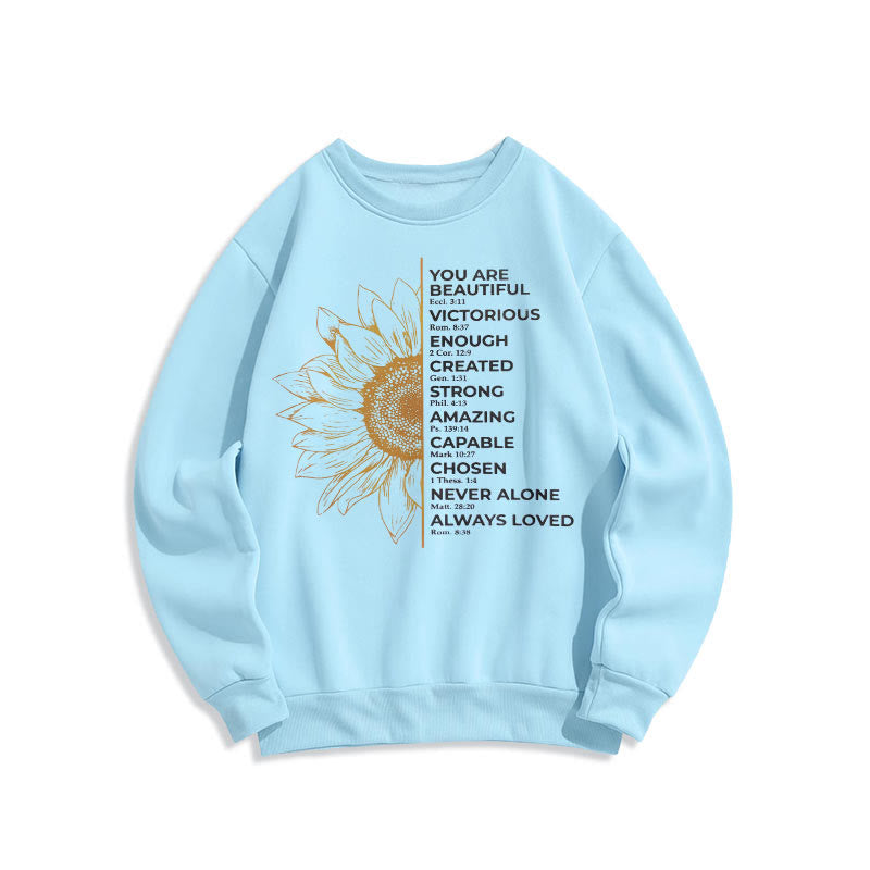 Christianartworkshop Zitat-Stil Sonnenblumen-Kraft-Positivität Fleece-gefüttertes Polyester-Sweatshirt - image 0