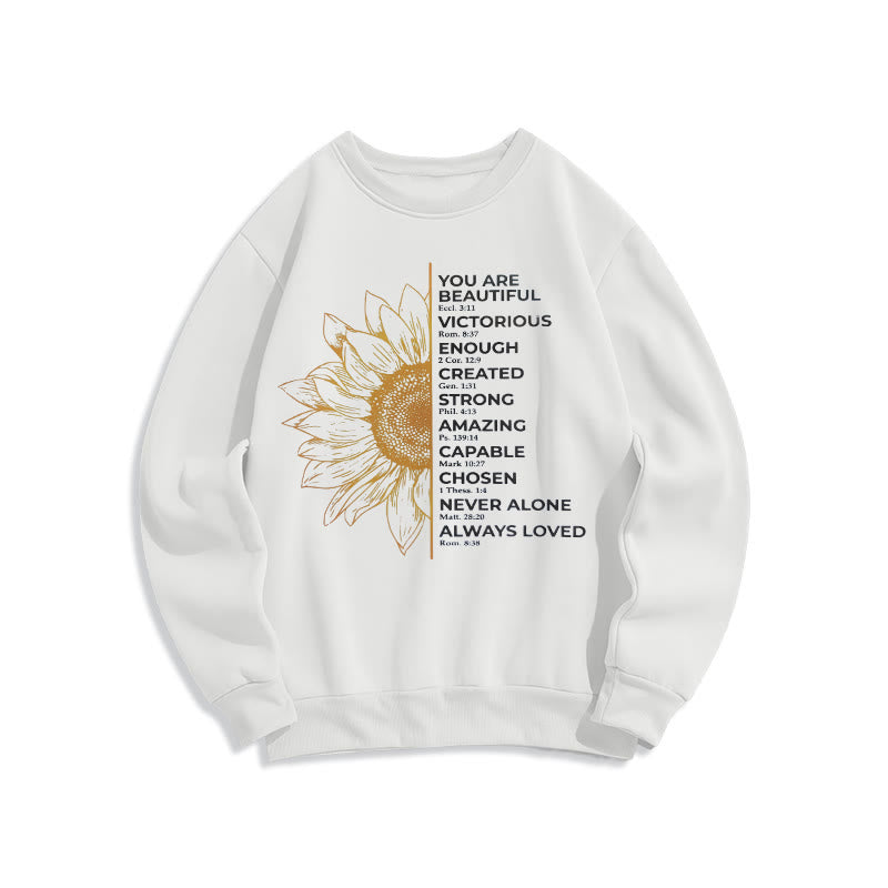 Christianartworkshop Zitat-Stil Sonnenblume Stärke Positivität Fleece gefüttert Polyester Sweatshirt - Weiß - 2XL - image 8