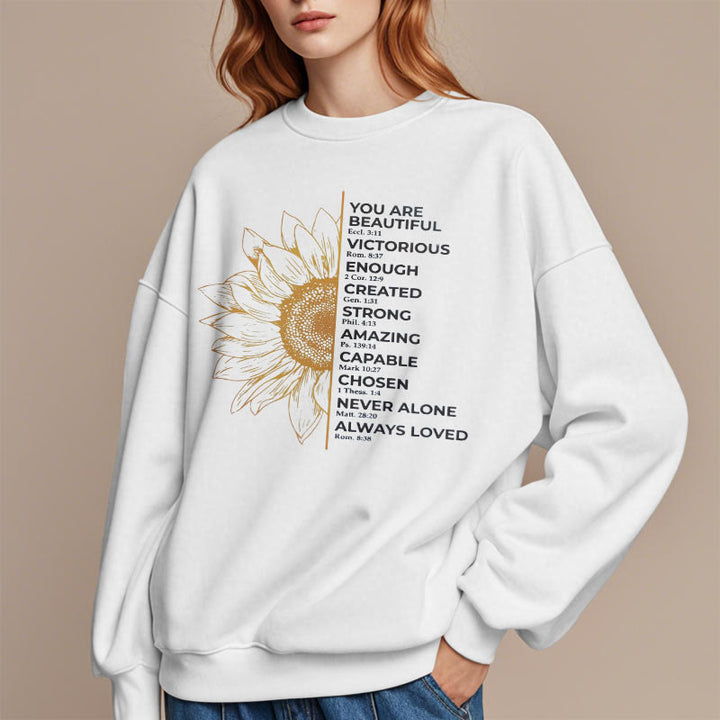 Christianartworkshop Zitat-Stil Sonnenblume Stärke Positivität Fleece gefüttert Polyester Sweatshirt