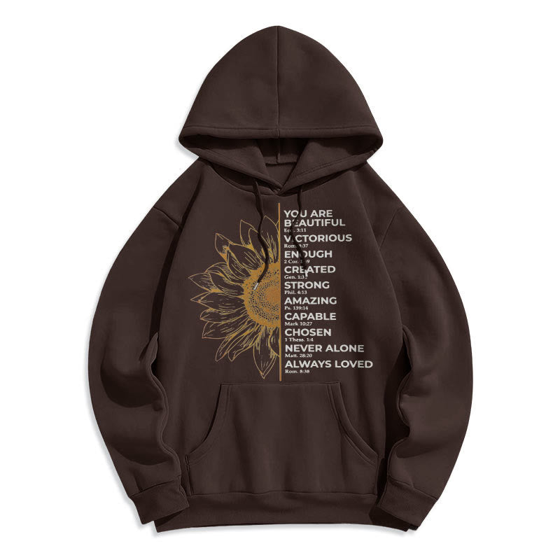 Christianartworkshop Hoodie im Zitat-Stil mit Sonnenblumenmotiv – Stärke und Positivität – Fleecegefütterter Polyester-Hoodie - image 9