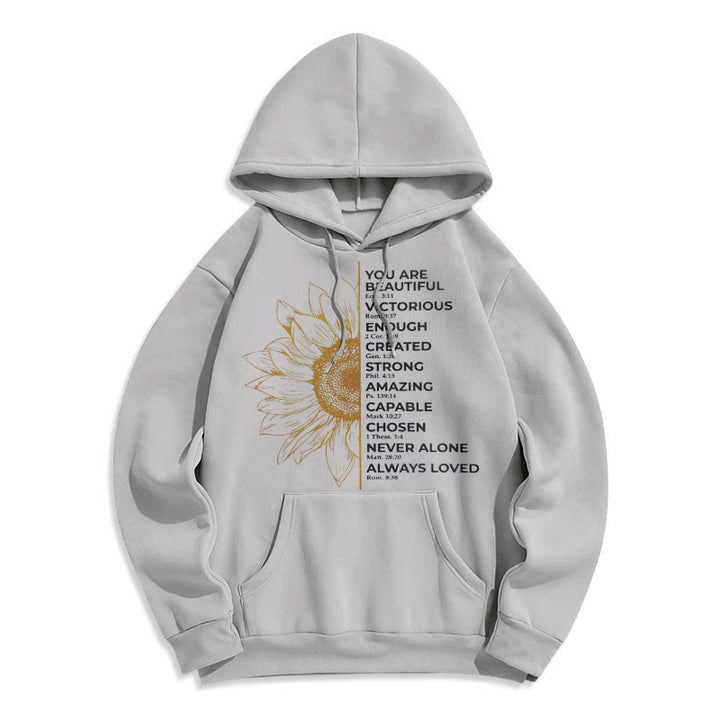 Christianartworkshop Kapuzenpullover aus Polyester mit Sonnenblumen-Motiv, Stärke und Positivität, mit Fleecefutter