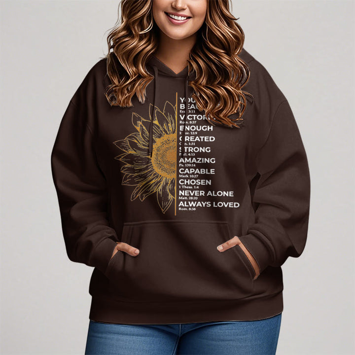 Christianartworkshop Hoodie im Zitat-Stil mit Sonnenblumenmotiv – Stärke und Positivität – Fleecegefütterter Polyester-Hoodie - image 10