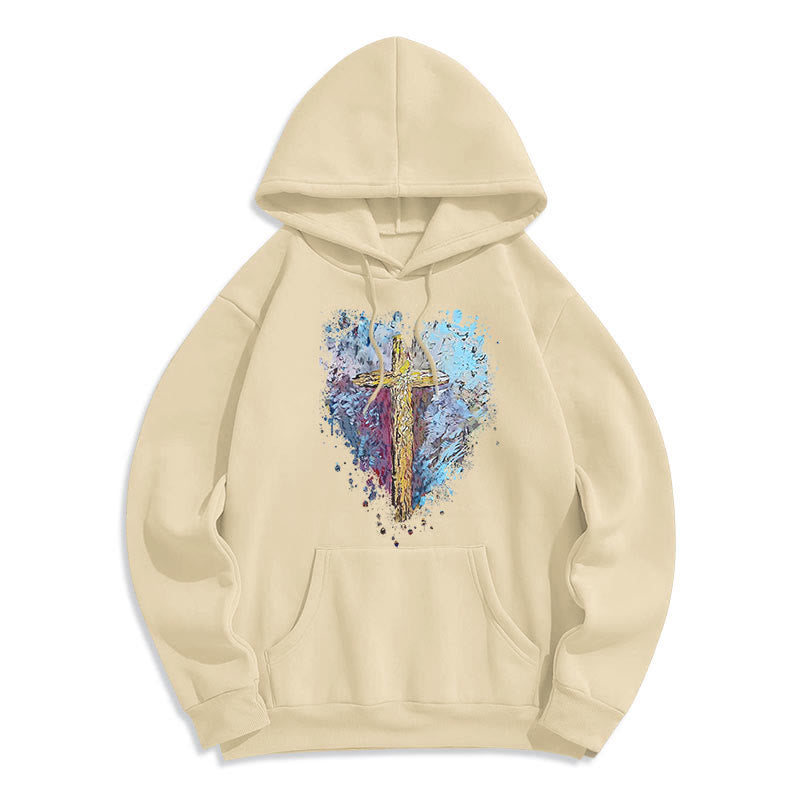 Christianartworkshop Colored Style Radiant Cross Of Hope Fleecegefütterter Polyester-Hoodie - image 0
