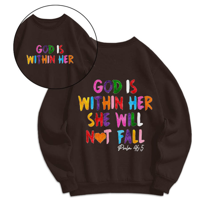Christianartworkshop Zitat-Stil „Gott ist in ihr“ Fleecegefüttertes Polyester-Sweatshirt - Braun - 2XL - image 8