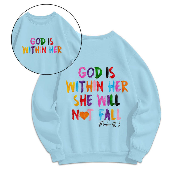 Christianartworkshop Zitat-Stil „Gott ist in ihr“ Fleecegefüttertes Polyester-Sweatshirt - Blau - 2XL - image 10