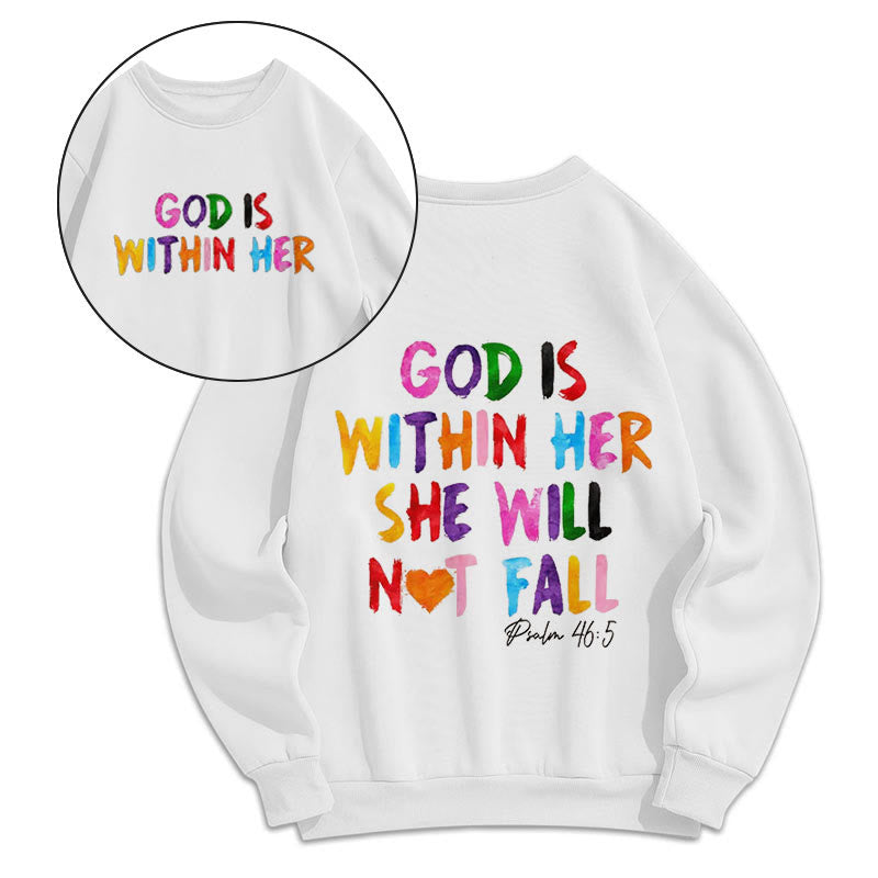 Christianartworkshop Zitat-Stil „Gott ist in ihr“ Fleecegefüttertes Polyester-Sweatshirt - Weiß - 2XL - image 0