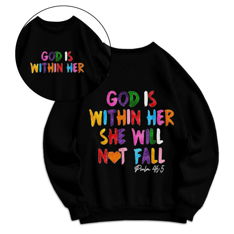 Christianartworkshop Zitat-Stil „Gott ist in ihr“ Fleecegefüttertes Polyester-Sweatshirt - Schwarz - 2XL - image 6