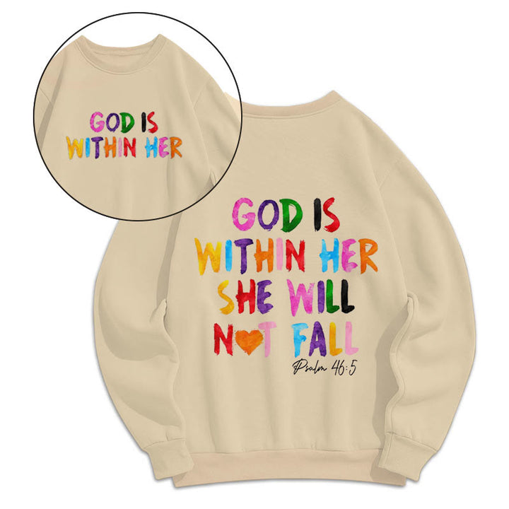 Christianartworkshop Zitat-Stil „Gott ist in ihr“ Fleecegefüttertes Polyester-Sweatshirt - Beige - 2XL - image 7