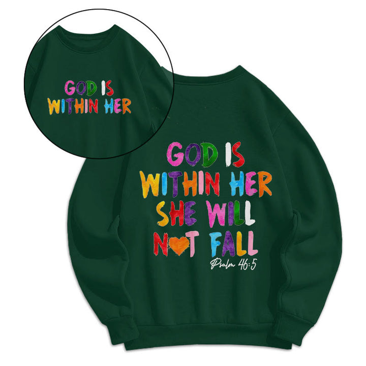 Christianartworkshop Zitat-Stil „Gott ist in ihr“ Fleecegefüttertes Polyester-Sweatshirt - Grün - 2XL - image 9