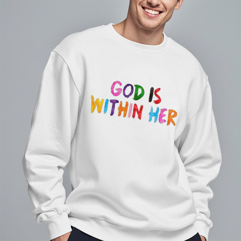 Christianartworkshop Zitat-Stil „Gott ist in ihr“ Fleecegefüttertes Polyester-Sweatshirt - image 2
