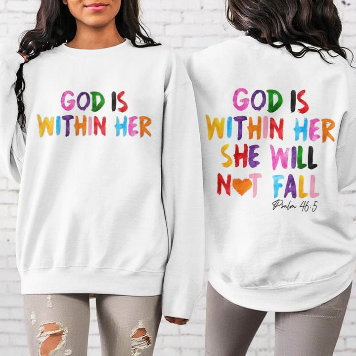 Christianartworkshop Zitat-Stil Gott ist in ihr Fleece gefüttertes Polyester-Sweatshirt