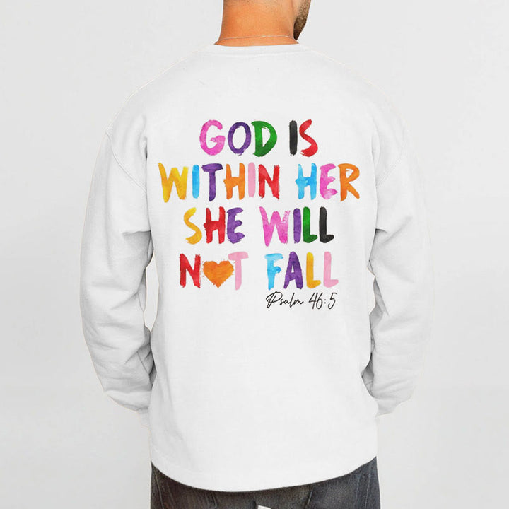Christianartworkshop Zitat-Stil Gott ist in ihr Fleece gefüttertes Polyester-Sweatshirt - image 4