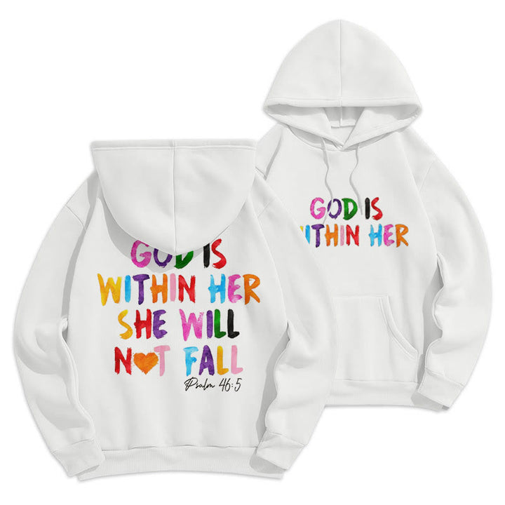 Christianartworkshop Zitat-Stil Gott ist in ihr Fleece gefütterter Polyester-Kapuzenpullover
