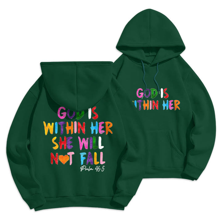 Christianartworkshop Zitat-Stil Gott ist in ihr Fleece gefütterter Polyester-Kapuzenpullover