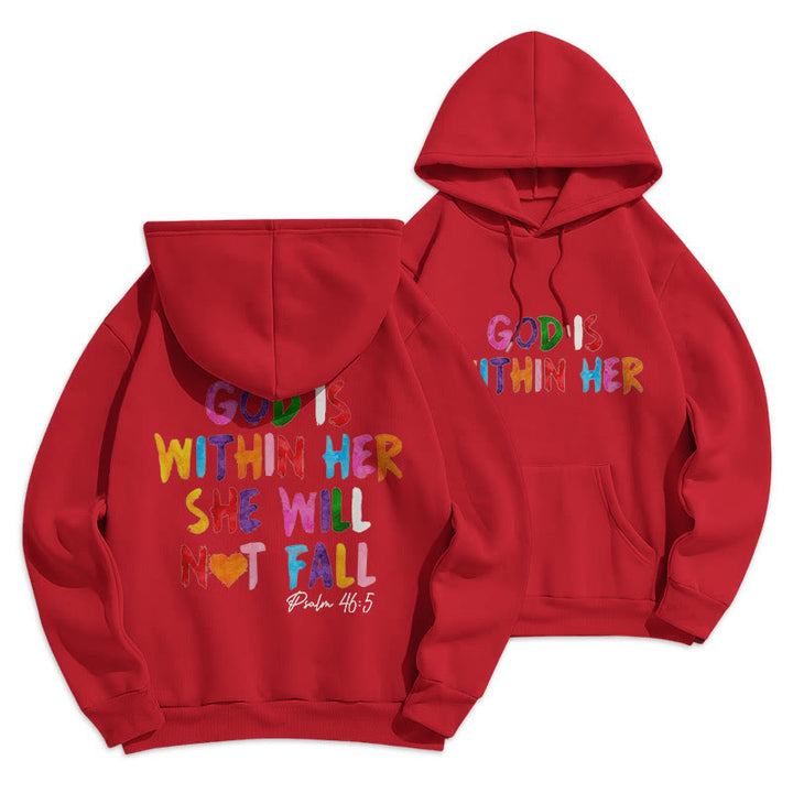 Christianartworkshop Zitat-Stil Gott ist in ihr Fleece gefütterter Polyester-Kapuzenpullover