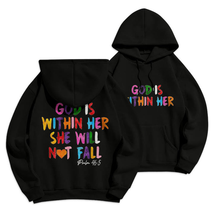 Christianartworkshop Zitat-Stil Gott ist in ihr Fleece gefütterter Polyester-Kapuzenpullover