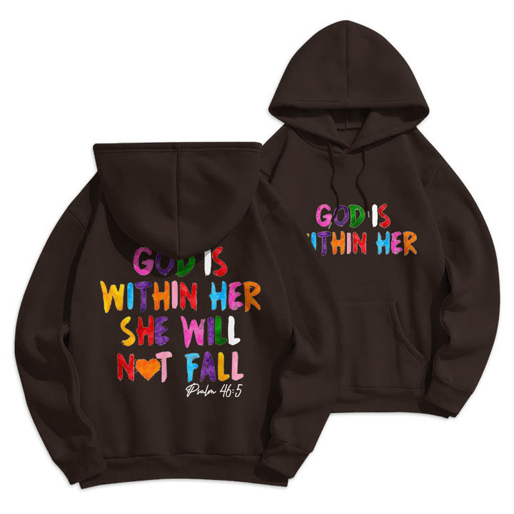 Christianartworkshop Zitat-Stil Gott ist in ihr Fleece gefütterter Polyester-Kapuzenpullover