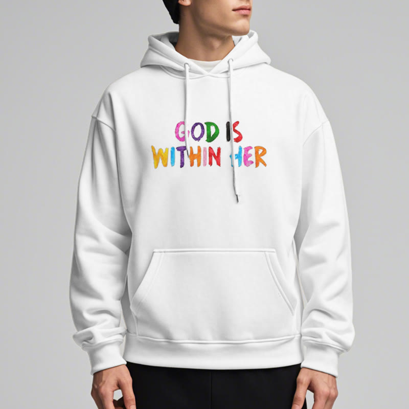 Christianartworkshop Zitat-Stil Gott ist in ihr Fleece gefütterter Polyester-Kapuzenpullover