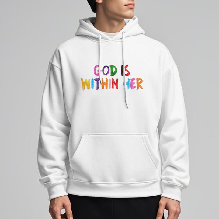 Christianartworkshop Zitat-Stil Gott ist in ihr Fleece gefütterter Polyester-Kapuzenpullover