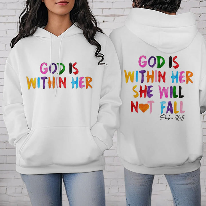 Christianartworkshop Zitat-Stil Gott ist in ihr Fleecegefütterter Polyester-Hoodie - image 5