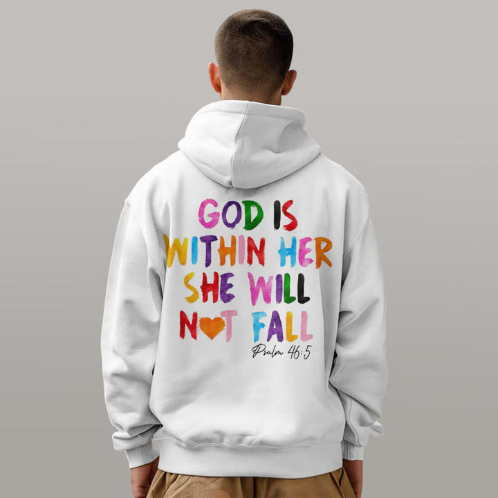Christianartworkshop Zitat-Stil Gott ist in ihr Fleece gefütterter Polyester-Kapuzenpullover