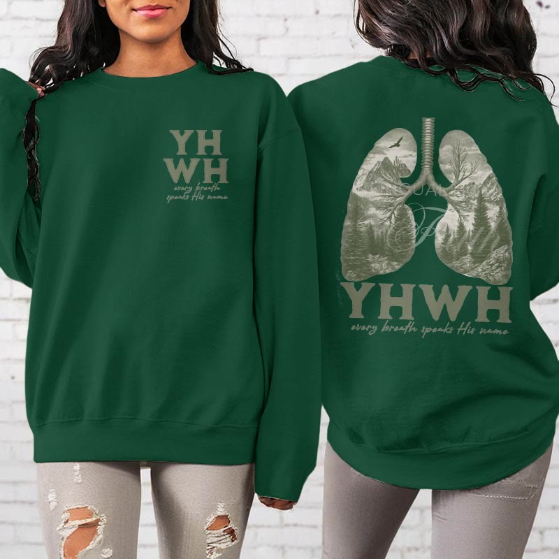 Christianartworkshop Zitat-Stil „Jeder Atemzug spricht seinen Namen“ Fleece-gefüttertes Polyester-Sweatshirt