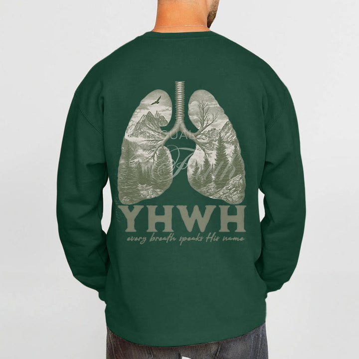 Christianartworkshop Zitat-Stil „Jeder Atemzug spricht seinen Namen“ Fleece-gefüttertes Polyester-Sweatshirt