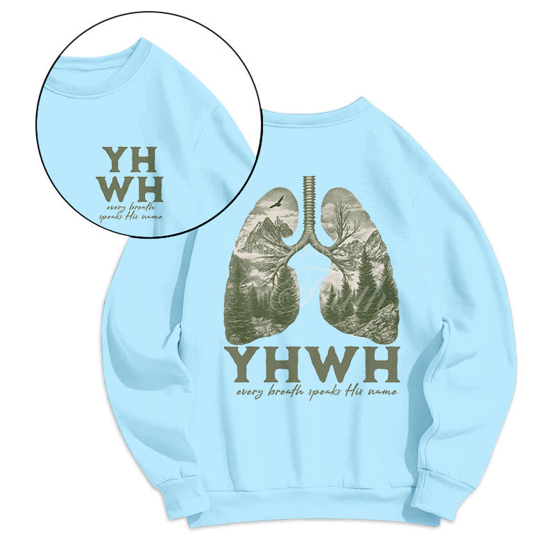 Christianartworkshop Zitat-Stil „Jeder Atemzug spricht seinen Namen“ Fleece-gefüttertes Polyester-Sweatshirt