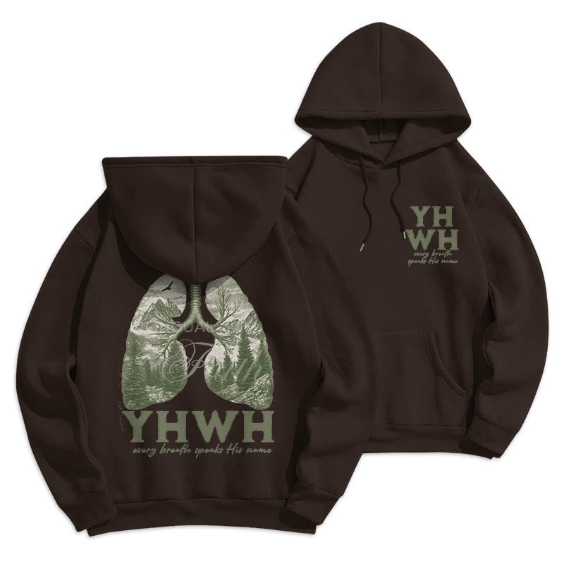Christianartworkshop Zitat-Stil „Jeder Atemzug spricht seinen Namen“ Fleece-gefütterter Polyester-Kapuzenpullover
