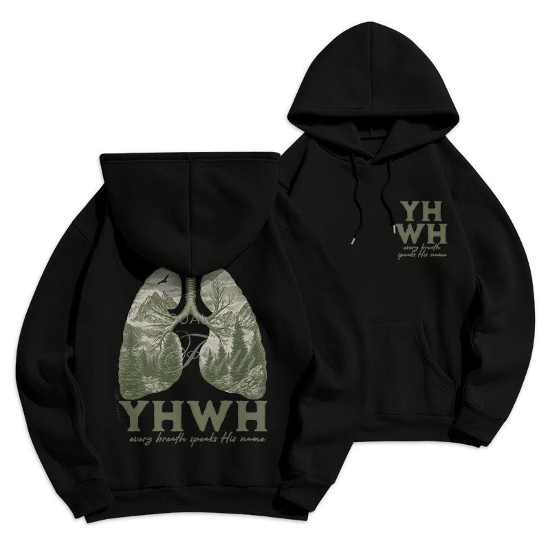 Christianartworkshop Zitat-Stil Jeder Atemzug spricht seinen Namen Fleecegefütterter Polyester-Hoodie - image 5