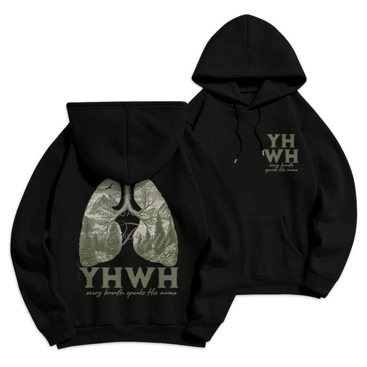 Christianartworkshop Zitat-Stil Jeder Atemzug spricht seinen Namen Fleecegefütterter Polyester-Hoodie - image 5