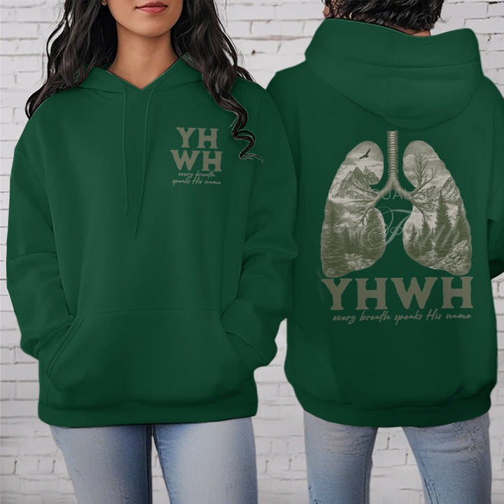 Christianartworkshop Zitat-Stil „Jeder Atemzug spricht seinen Namen“ Fleece-gefütterter Polyester-Kapuzenpullover