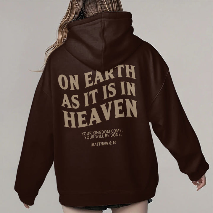 Christianartworkshop Zitat-Stil Auf Erden wie im Himmel, mit Fleece gefütterter Polyester-Kapuzenpullover
