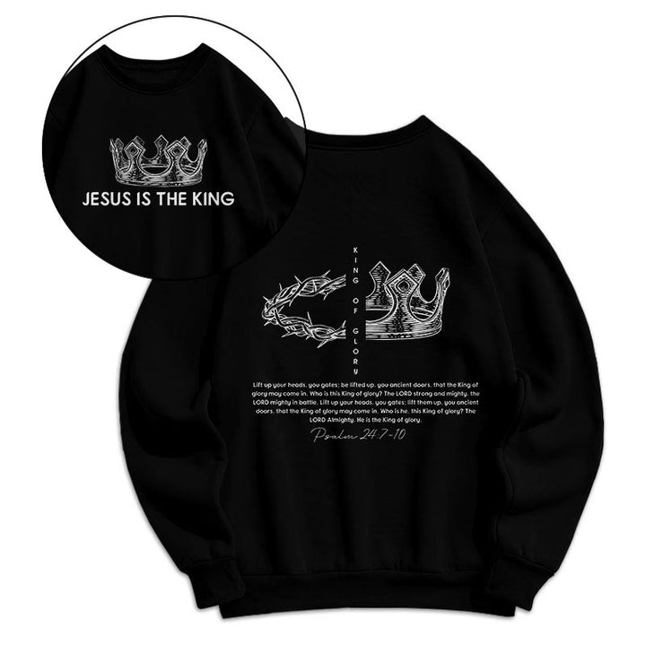 Christianartworkshop Zitat-Stil Jesus ist der König Fleecegefüttertes Polyester-Sweatshirt - Schwarz - 2XL - image 0
