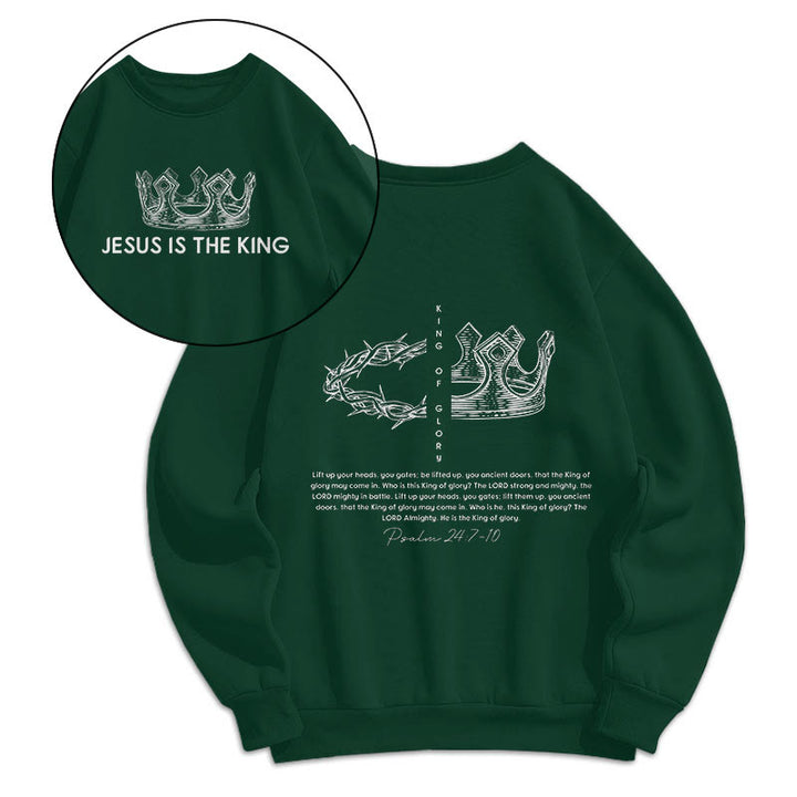 Christianartworkshop Zitat-Stil Jesus ist der König Fleece-gefüttertes Polyester-Sweatshirt - Grün - 2XL - image 10