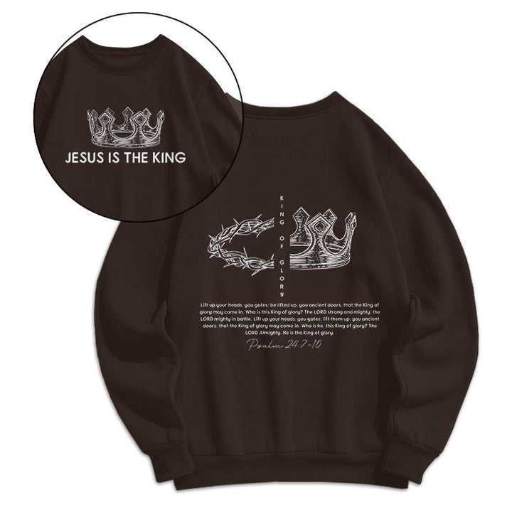 Christianartworkshop Zitat-Stil Jesus ist der König Fleece-gefüttertes Polyester-Sweatshirt - Braun - 2XL - image 9